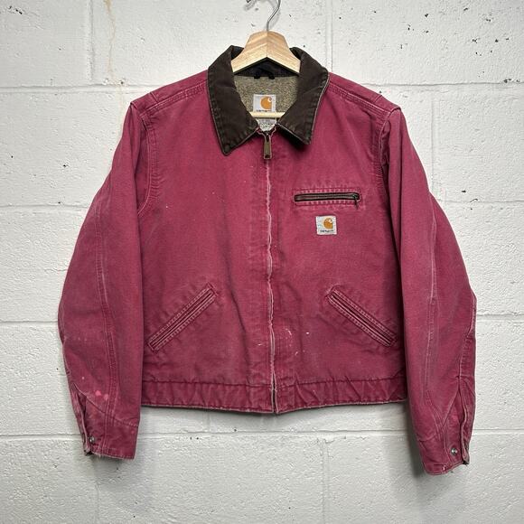Carhartt Jackets & Blazers - Y2K Carhartt Sherpa-Lined Detroit Jacket “Raspberry” WJ097